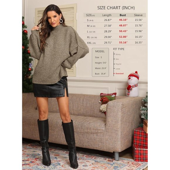 Women’s Chunky Knit Oversized Sweater Fall Winter Casual Pullover Large - Picture 2 of 6